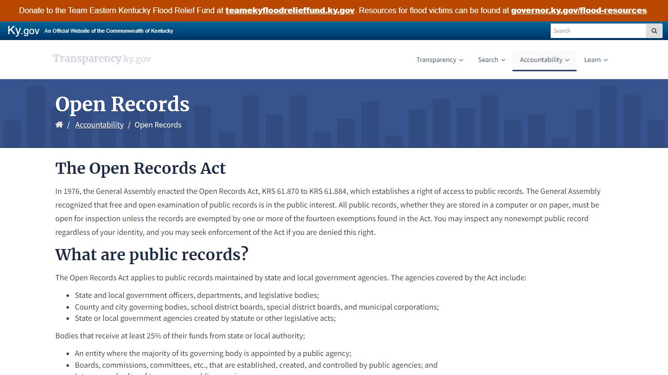 Open Records - Transparency.ky.gov - Kentucky